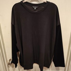 Athleta Women's Black Retro Plush Velvet Crew Neck Sweatshirt 3X Side Snap